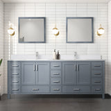 Jacques 84 in. Freestanding Bathroom Vanity with White Quartz Top, White Square Sink