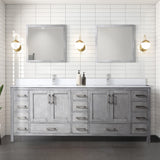 Jacques 84 in. Freestanding Bathroom Vanity with White Quartz Top, White Square Sink