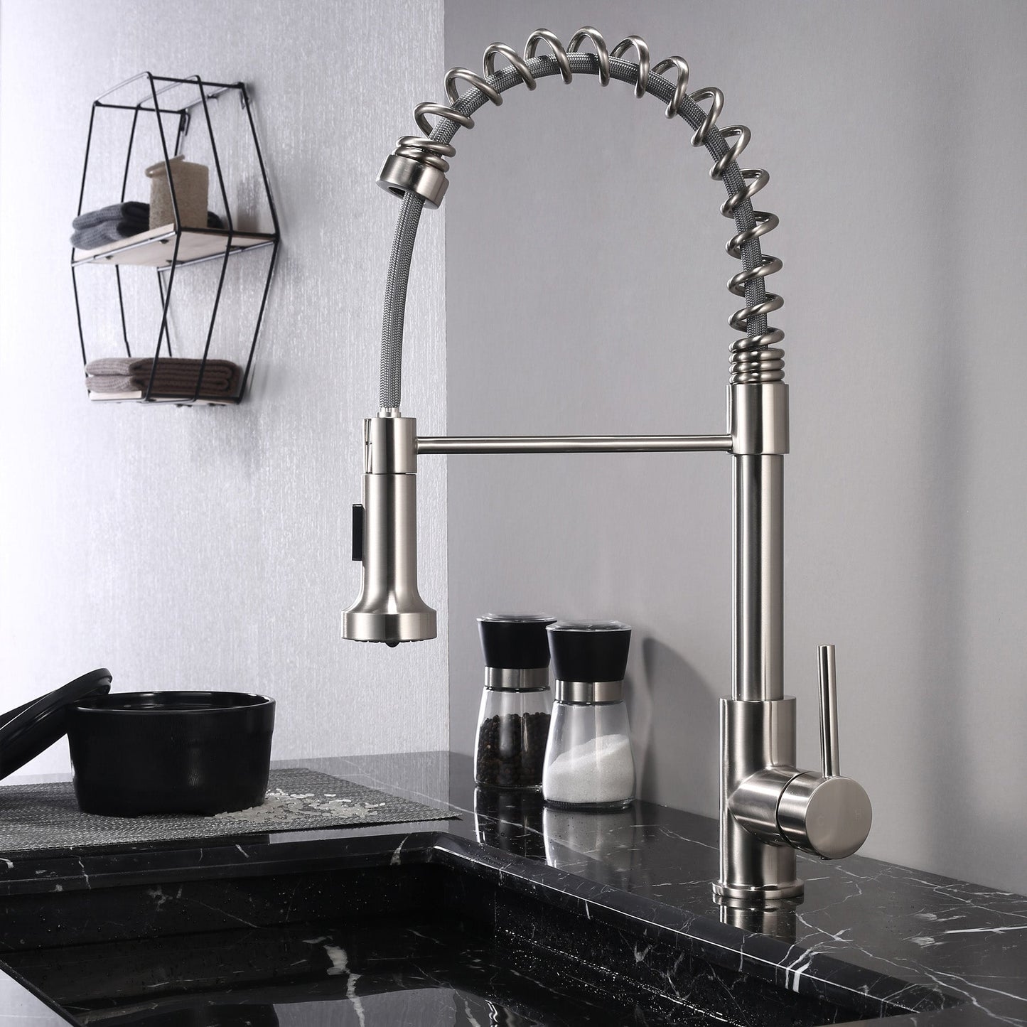 Lanuvio Brass Kitchen Faucet w/ Pull Out Sprayer - Brushed Nickel