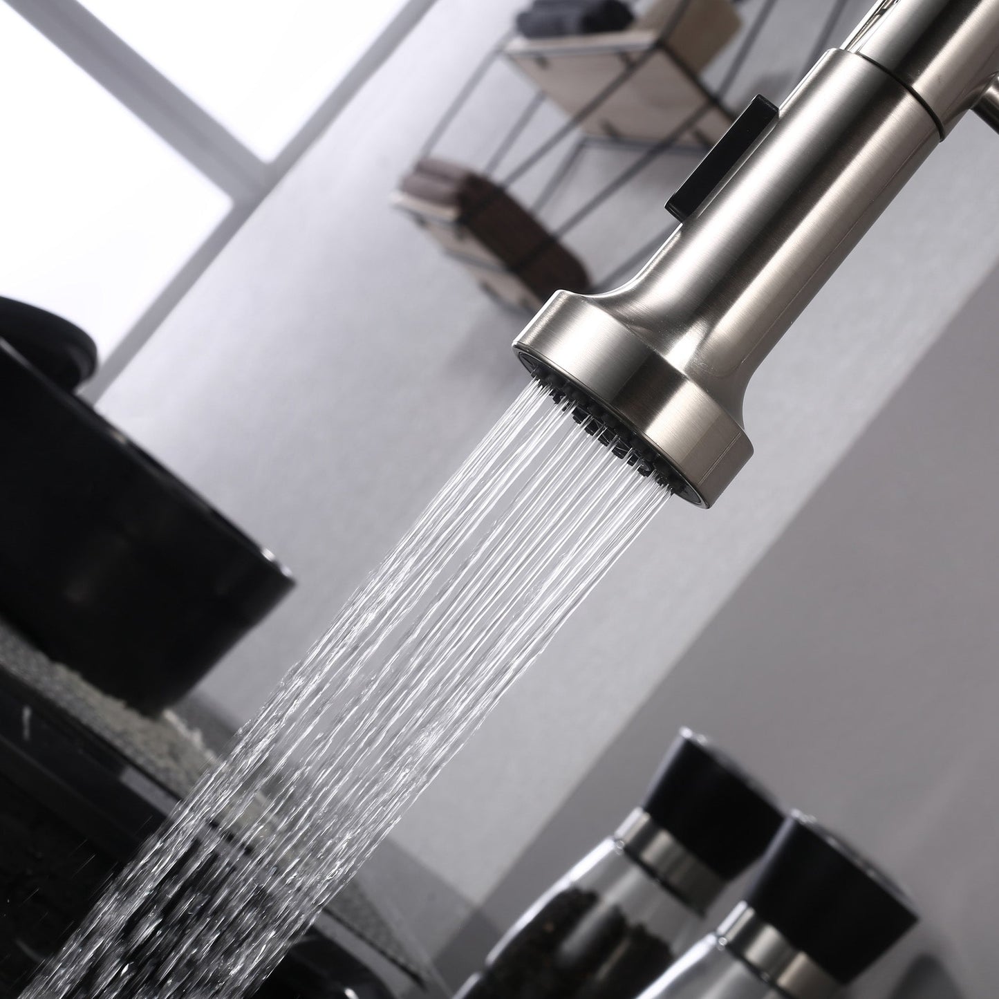 Lanuvio Brass Kitchen Faucet w/ Pull Out Sprayer - Brushed Nickel