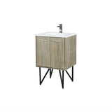 Lancy 24 in. Rustic Acacia  Freestanding Bathroom Vanity with White Quartz Top, White Square Sink, and Balzani Gun Metal Faucet Set