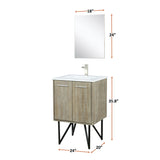 Lancy 24 in. Rustic Acacia  Freestanding Bathroom Vanity with White Quartz Top, and White Square Sink