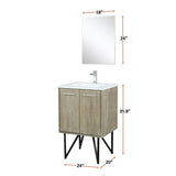 Lancy 24 in. Rustic Acacia  Freestanding Bathroom Vanity with White Quartz Top, White Square Sink, and Monte Chrome Faucet Set