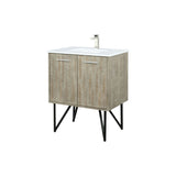 Lancy 30 in. Rustic Acacia  Freestanding Bathroom Vanity with White Quartz Top, White Square Sink, and Labaro Brushed Nickel Faucet Set