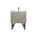 Lancy 30 in. Rustic Acacia  Freestanding Bathroom Vanity with White Quartz Top, White Square Sink, and Balzani Gun Metal Faucet Set