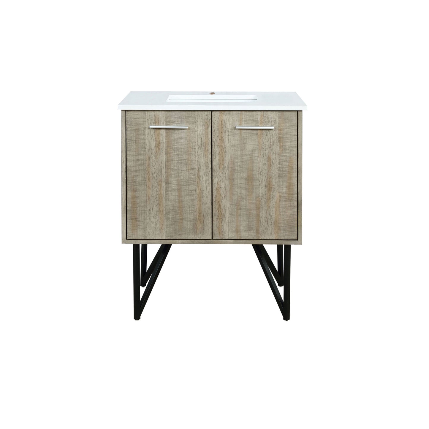 Lancy 30 in. Rustic Acacia  Freestanding Bathroom Vanity with White Quartz Top, and White Square Sink