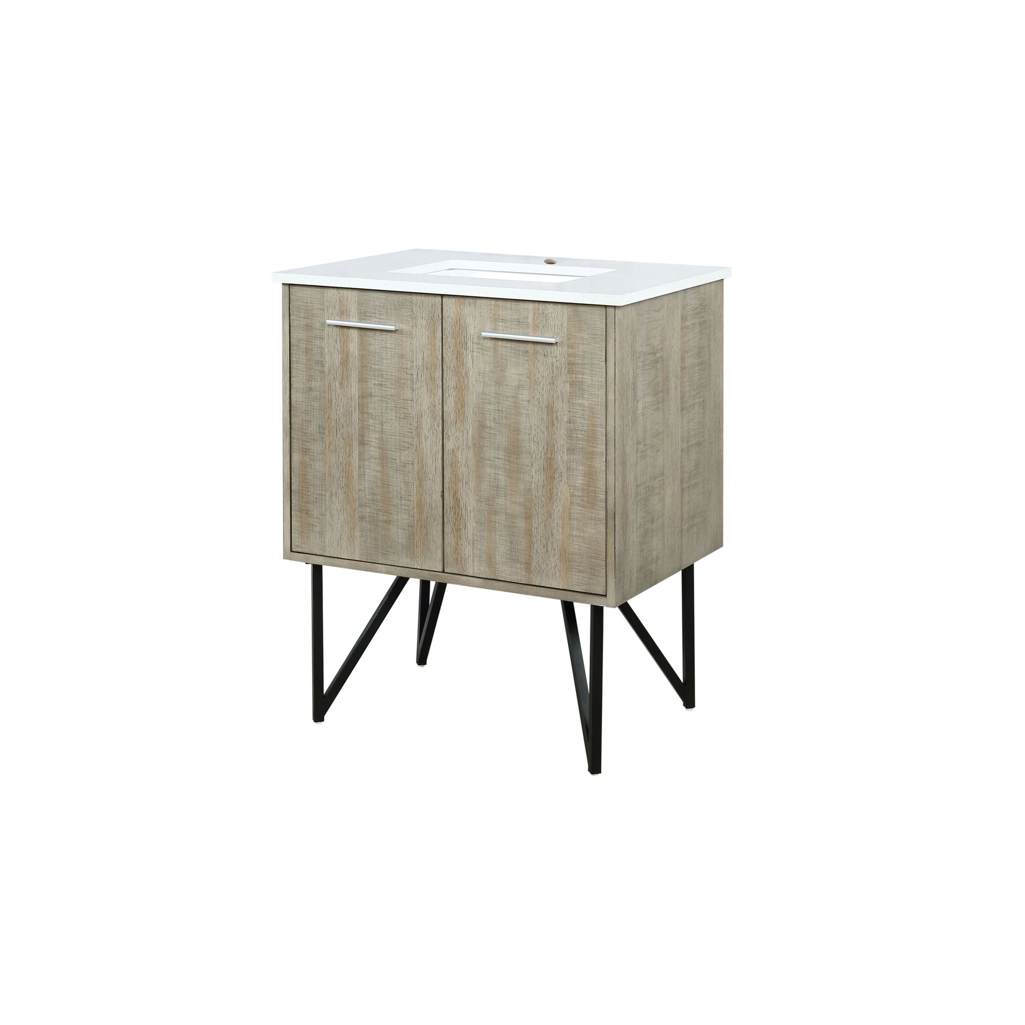 Lancy 30 in. Rustic Acacia  Freestanding Bathroom Vanity with White Quartz Top, and White Square Sink