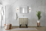 Lancy 30" Rustic Acacia Bathroom Vanity, White Quartz Top, White Square Sink, Labaro Brushed Nickel Faucet Set, and 28" Frameless Mirror