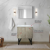 Lancy 30 in. Rustic Acacia  Freestanding Bathroom Vanity with White Quartz Top, White Square Sink, and Labaro Brushed Nickel Faucet Set