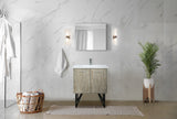 Lancy 30" Rustic Acacia Bathroom Vanity, White Quartz Top, White Square Sink, Monte Chrome Faucet Set, and 28" Frameless Mirror