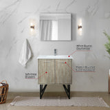 Lancy 30" Rustic Acacia Bathroom Vanity, White Quartz Top, White Square Sink, Monte Chrome Faucet Set, and 28" Frameless Mirror
