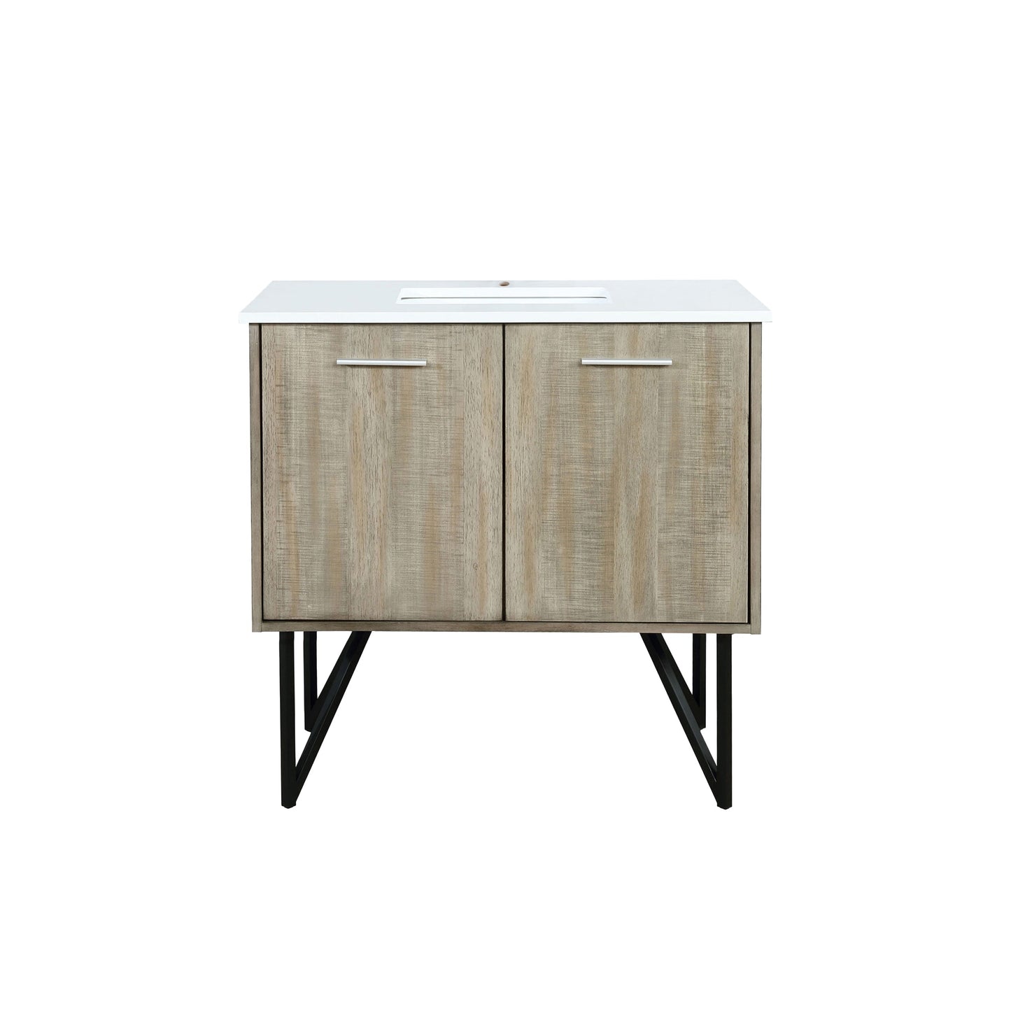 Lancy 36 in. Rustic Acacia  Freestanding Bathroom Vanity with White Quartz Top, and White Square Sink