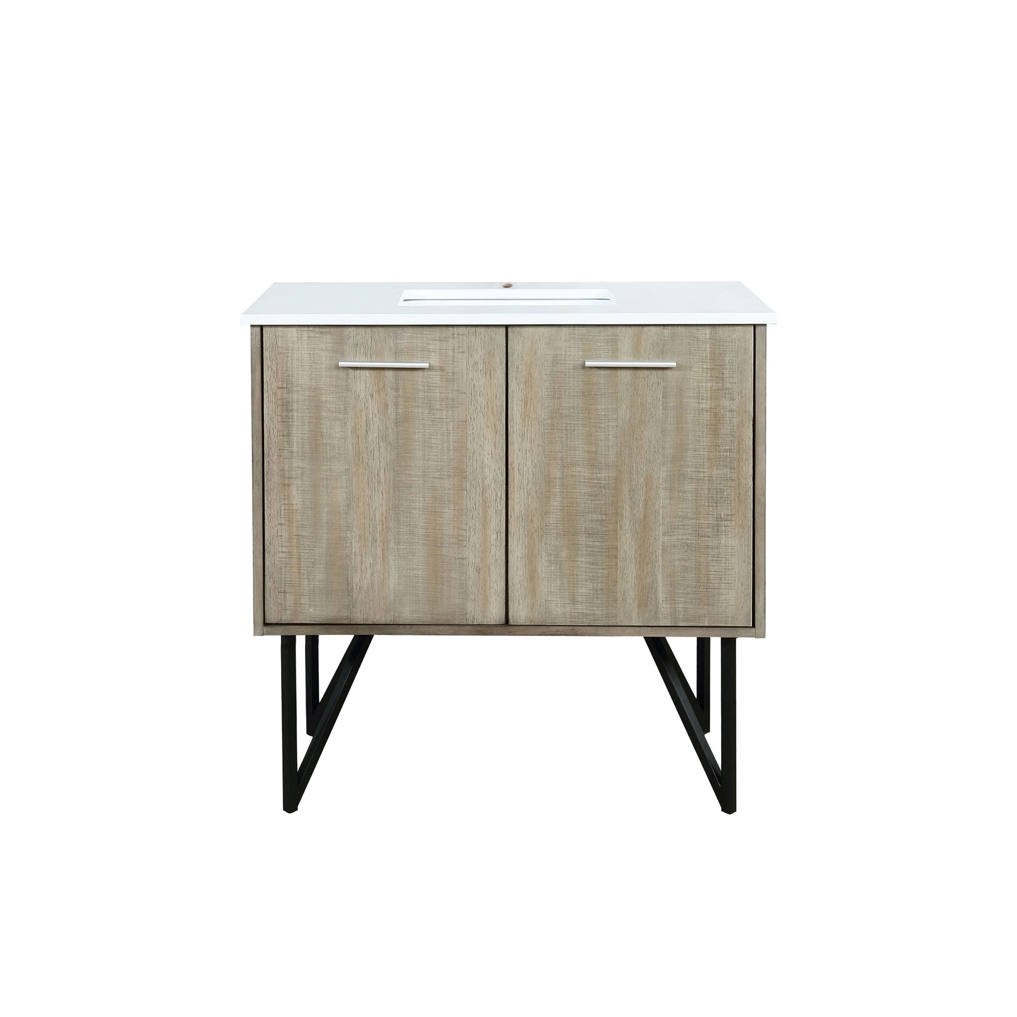 Lancy 36 in. Rustic Acacia  Freestanding Bathroom Vanity with White Quartz Top, and White Square Sink