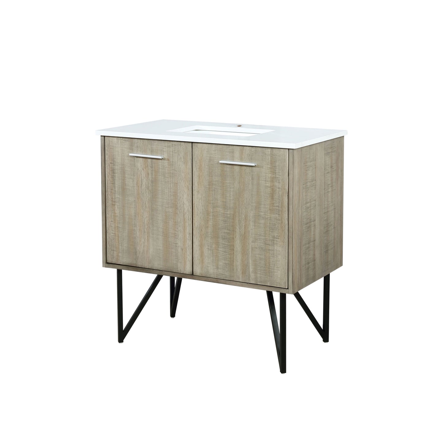 Lancy 36 in. Rustic Acacia  Freestanding Bathroom Vanity with White Quartz Top, and White Square Sink