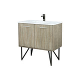 Lancy 36 in. Rustic Acacia  Freestanding Bathroom Vanity with White Quartz Top, White Square Sink, and Balzani Gun Metal Faucet Set