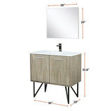 Lancy 36 in. Rustic Acacia  Freestanding Bathroom Vanity with White Quartz Top, White Square Sink, and Balzani Gun Metal Faucet Set