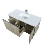 Lancy 48 in. Rustic Acacia  Freestanding Bathroom Vanity with White Quartz Top, White Square Sink, and Monte Chrome Faucet Set