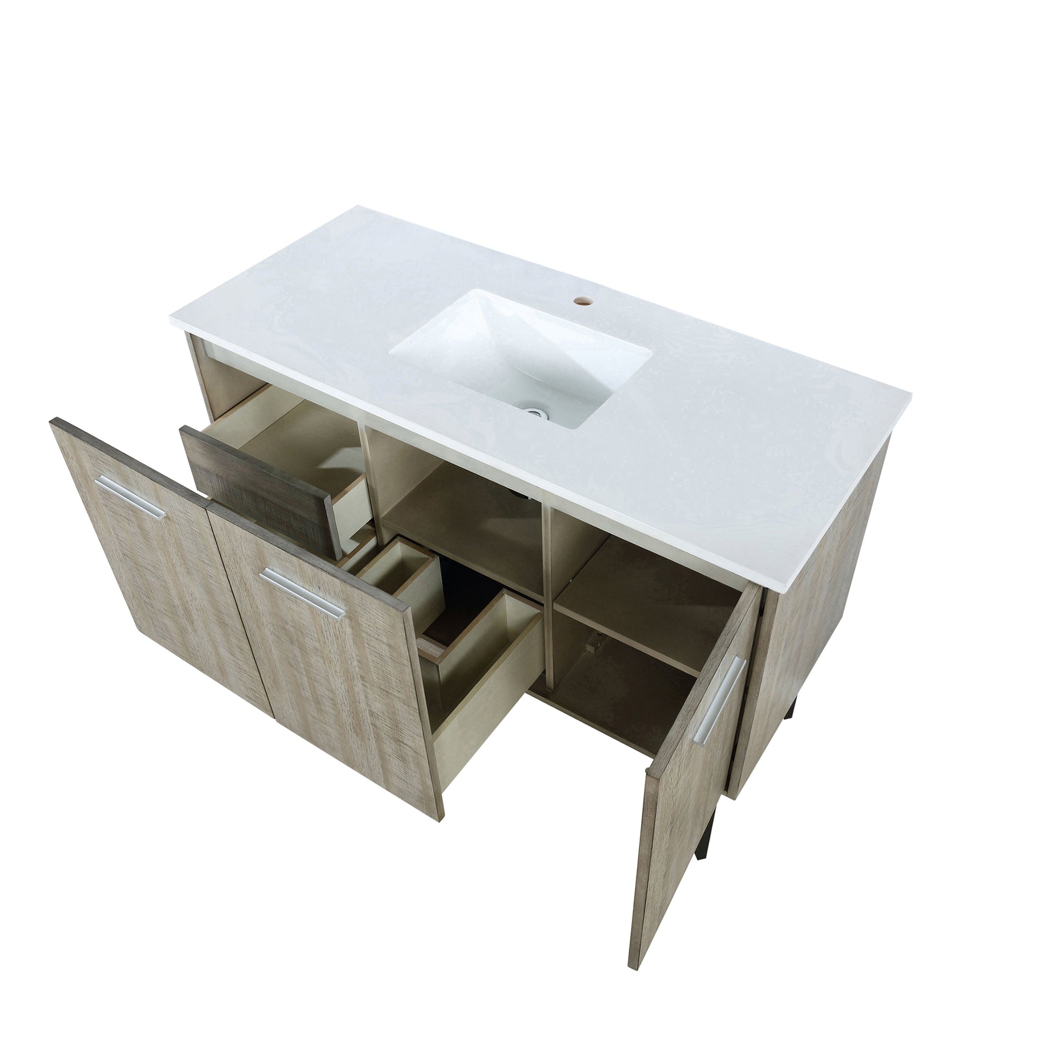 Lancy 48 in. Rustic Acacia  Freestanding Bathroom Vanity with White Quartz Top, and White Square Sink