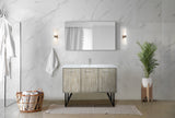 Lancy 48" Rustic Acacia Bathroom Vanity, White Quartz Top, White Square Sink, and 43" Frameless Mirror