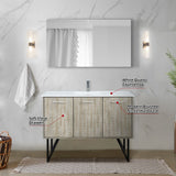 Lancy 48 in. Rustic Acacia  Freestanding Bathroom Vanity with White Quartz Top, White Square Sink, and Monte Chrome Faucet Set