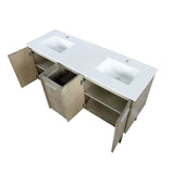 Lancy 60 in. Rustic Acacia  Freestanding Bathroom Vanity with White Quartz Top, and White Square Sink
