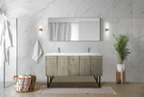 Lancy 60 in. Rustic Acacia  Freestanding Bathroom Vanity with White Quartz Top, White Square Sink, and Monte Chrome Faucet Set