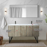 Lancy 60 in. Rustic Acacia  Freestanding Bathroom Vanity with White Quartz Top, White Square Sink, and Balzani Gun Metal Faucet Set