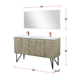 Lancy 60 in. Rustic Acacia  Freestanding Bathroom Vanity with White Quartz Top, and White Square Sink
