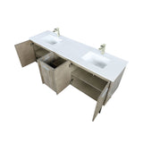 Lancy 72 in. Rustic Acacia  Freestanding Bathroom Vanity with White Quartz Top, White Square Sink, and Labaro Brushed Nickel Faucet Set