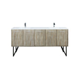Lancy 72 in. Rustic Acacia  Freestanding Bathroom Vanity with White Quartz Top, White Square Sink, and Monte Chrome Faucet Set