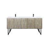 Lancy 72 in. Rustic Acacia  Freestanding Bathroom Vanity with White Quartz Top, White Square Sink, and Balzani Gun Metal Faucet Set