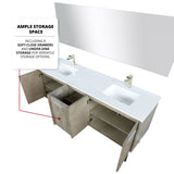 Lancy 72 in. Rustic Acacia  Freestanding Bathroom Vanity with White Quartz Top, White Square Sink, and Labaro Brushed Nickel Faucet Set