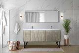 Lancy 72 in. Rustic Acacia  Freestanding Bathroom Vanity with White Quartz Top, White Square Sink, and Monte Chrome Faucet Set