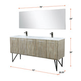 Lancy 72 in. Rustic Acacia  Freestanding Bathroom Vanity with White Quartz Top, White Square Sink, and Balzani Gun Metal Faucet Set