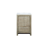 Lafarre 24 in. Rustic Acacia  Freestanding Bathroom Vanity with White Quartz Top, and White Square Sink
