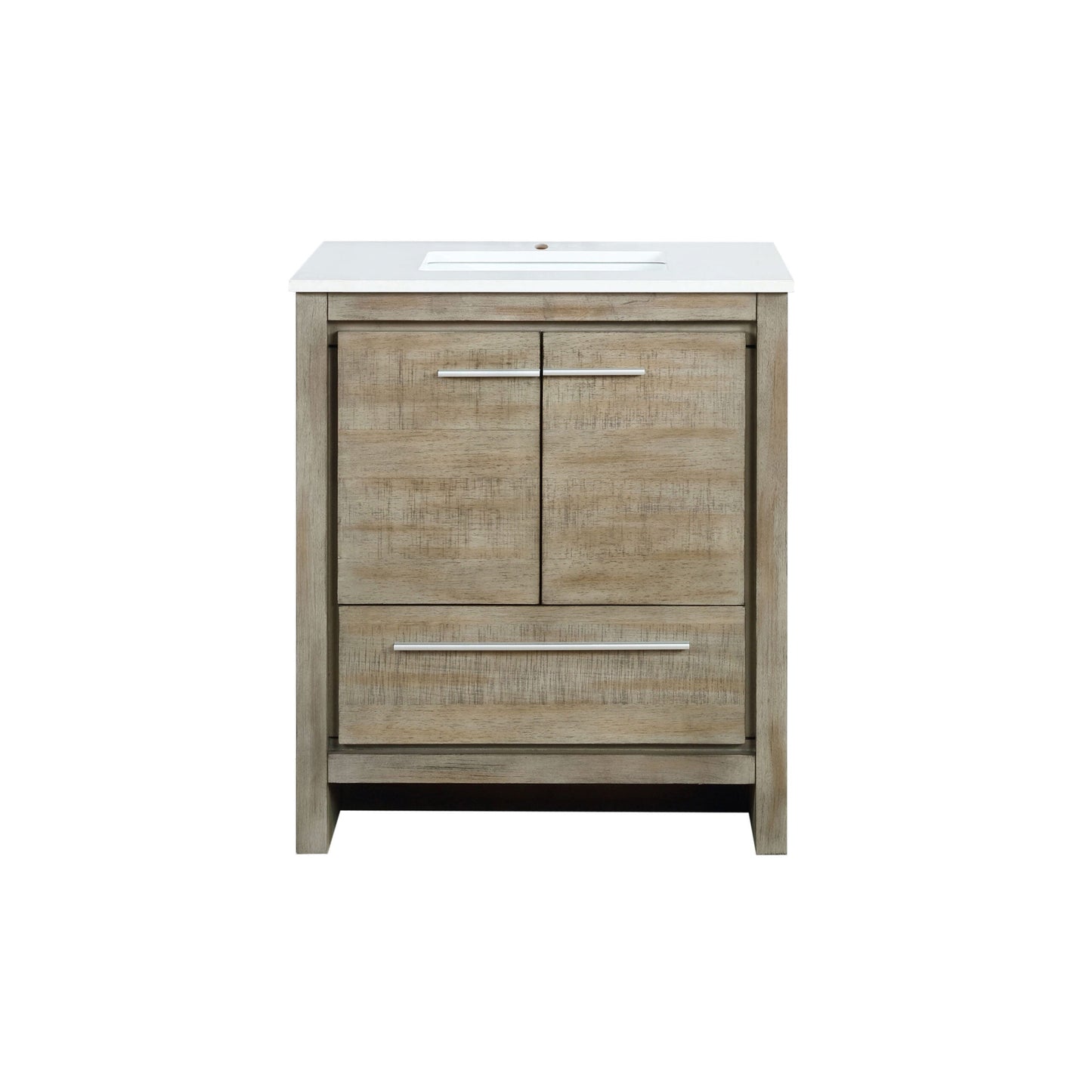 Lafarre 30 in. Rustic Acacia  Freestanding Bathroom Vanity with White Quartz Top, and White Square Sink
