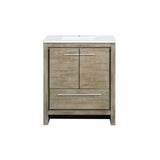 Lafarre 30 in. Rustic Acacia  Freestanding Bathroom Vanity with White Quartz Top, and White Square Sink