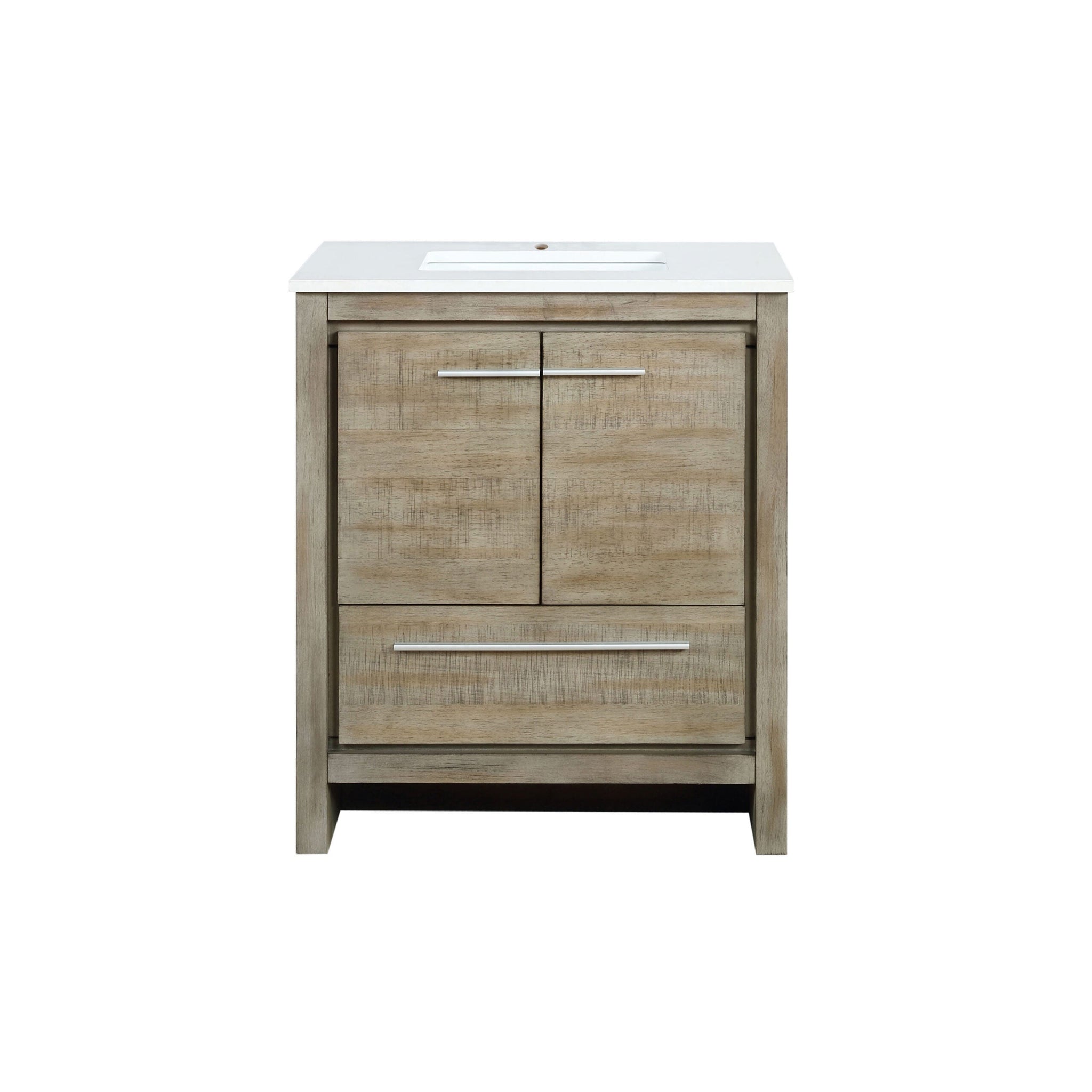 Lafarre 30 in. Rustic Acacia  Freestanding Bathroom Vanity with White Quartz Top, and White Square Sink