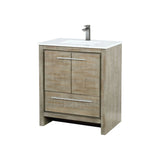 Lafarre 30 in. Rustic Acacia  Freestanding Bathroom Vanity with White Quartz Top, White Square Sink, and Balzani Gun Metal Faucet Set