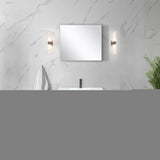 Lafarre 30" Rustic Acacia Bathroom Vanity, White Quartz Top, White Square Sink, Monte Chrome Faucet Set, and 28" Frameless Mirror