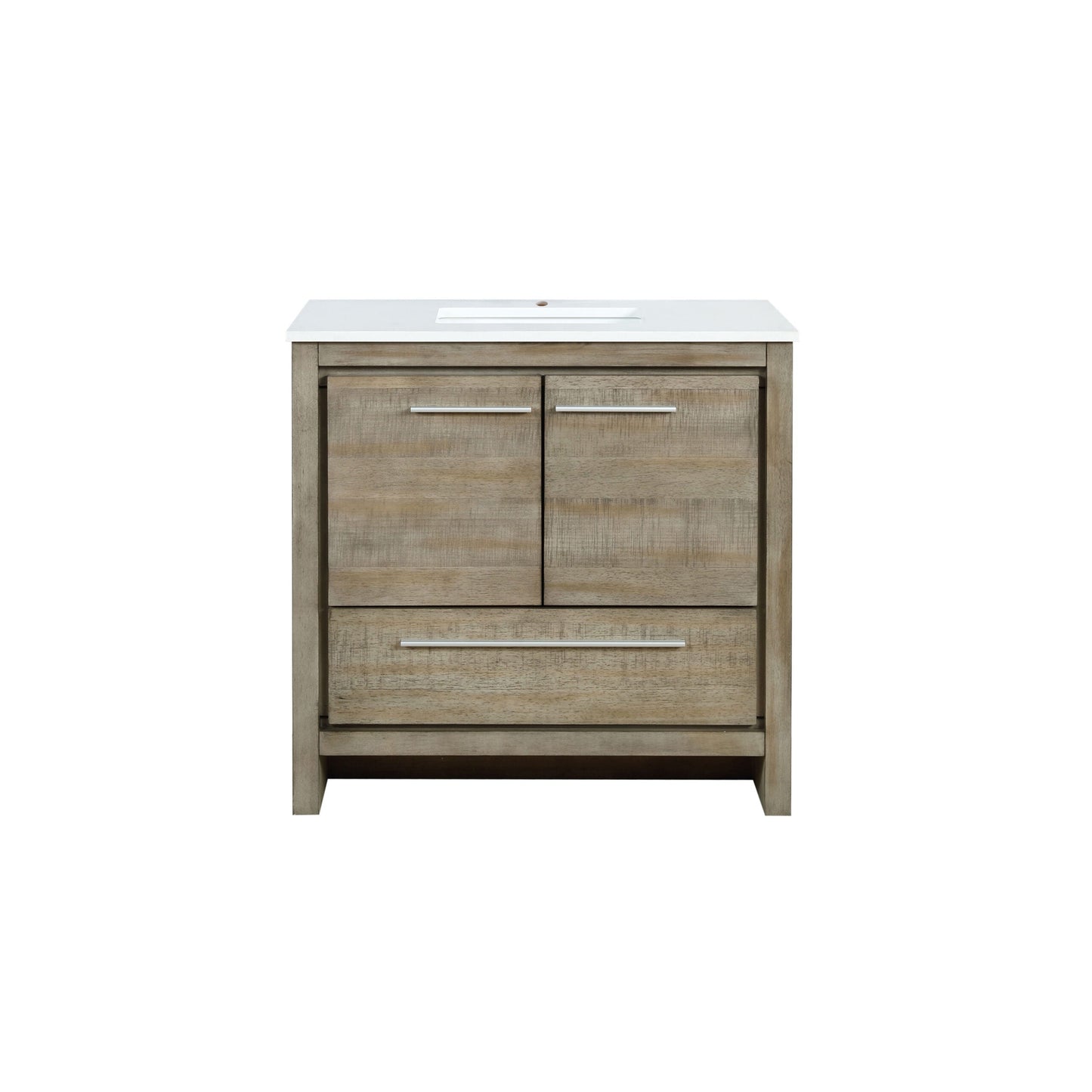 Lafarre 36 in. Rustic Acacia  Freestanding Bathroom Vanity with White Quartz Top, and White Square Sink