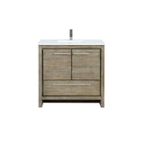 Lafarre 36 in. Rustic Acacia  Freestanding Bathroom Vanity with White Quartz Top, White Square Sink, and Monte Chrome Faucet Set
