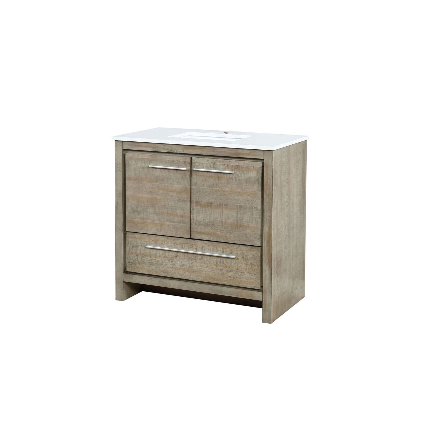 Lafarre 36 in. Rustic Acacia  Freestanding Bathroom Vanity with White Quartz Top, and White Square Sink