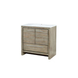 Lafarre 36 in. Rustic Acacia  Freestanding Bathroom Vanity with White Quartz Top, and White Square Sink