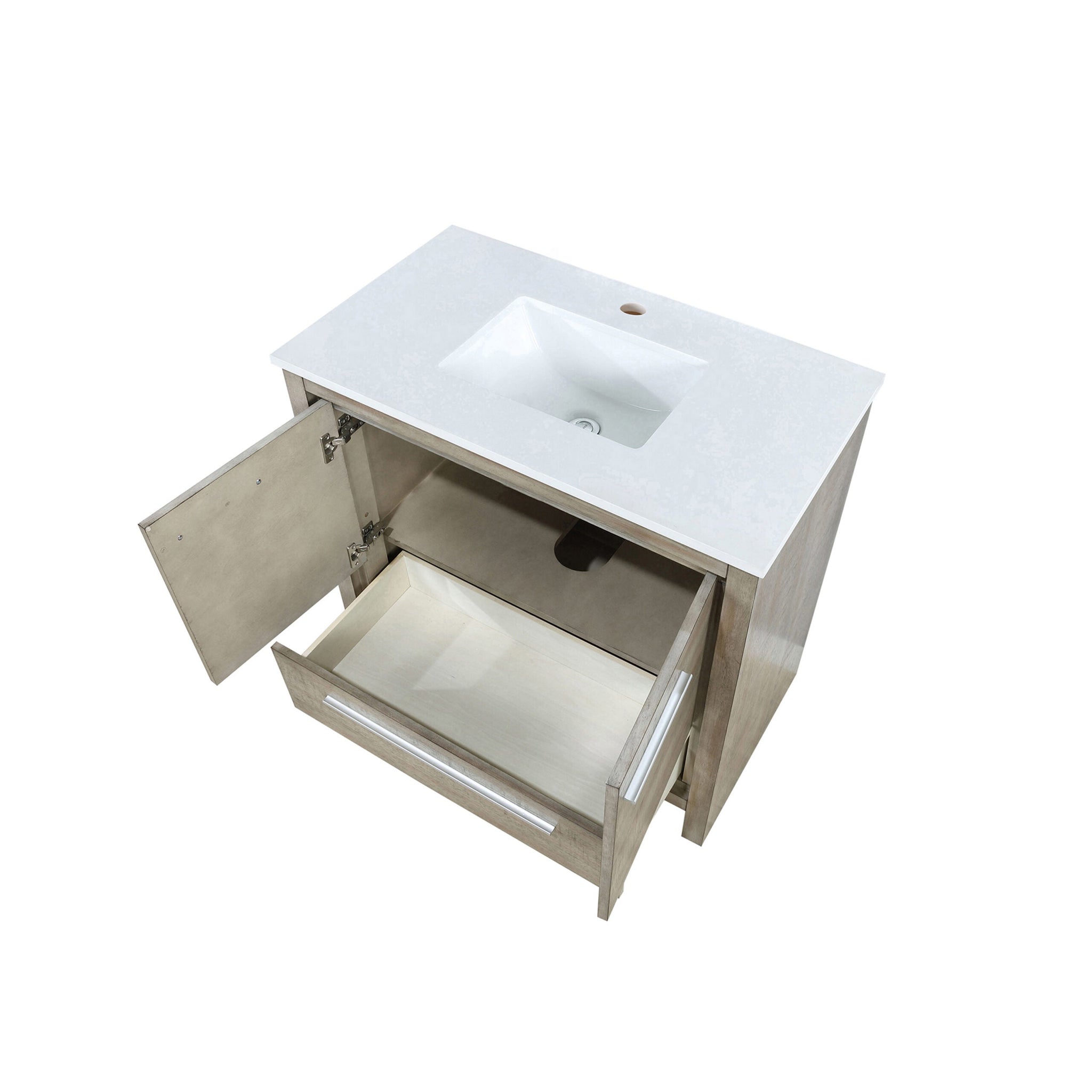 Lafarre 36 in. Rustic Acacia  Freestanding Bathroom Vanity with White Quartz Top, and White Square Sink