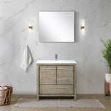 Lafarre 36 in. Rustic Acacia  Freestanding Bathroom Vanity with White Quartz Top, White Square Sink, and Monte Chrome Faucet Set