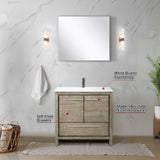 Lafarre 36 in. Rustic Acacia  Freestanding Bathroom Vanity with White Quartz Top, and White Square Sink