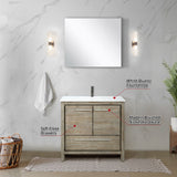 Lafarre 36 in. Rustic Acacia  Freestanding Bathroom Vanity with White Quartz Top, White Square Sink, and Monte Chrome Faucet Set
