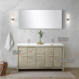 Lafarre 60 in. Rustic Acacia  Freestanding Bathroom Vanity with White Quartz Top, White Square Sink, and Labaro Brushed Nickel Faucet Set