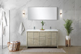 Lafarre 60 in. Rustic Acacia  Freestanding Bathroom Vanity with White Quartz Top, and White Square Sink